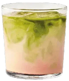 iced matcha + strawberry latte
