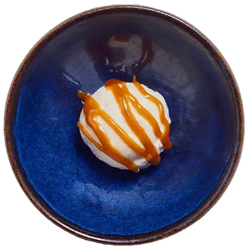 vanilla pod ice cream with toffee sauce